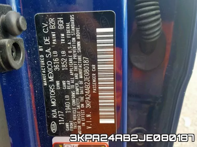3KPA24AB2JE080187 фото 2