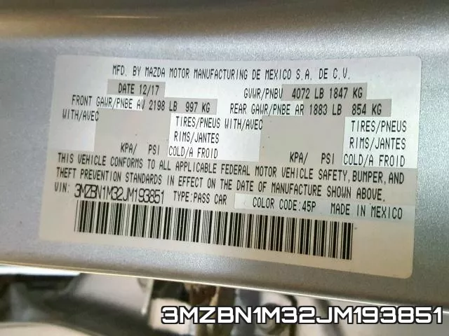 3MZBN1M32JM193851 фото 2