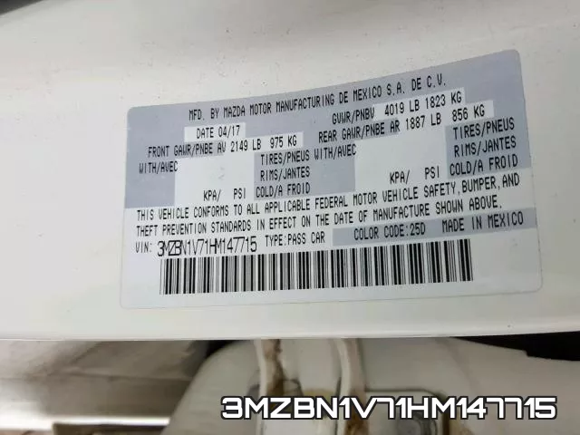 3MZBN1V71HM147715 фото 2