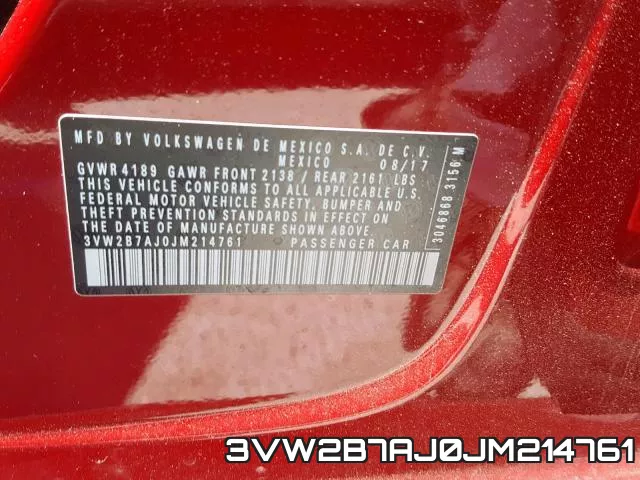 3VW2B7AJ0JM214761 фото 2