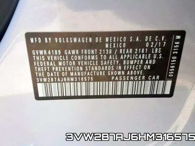 3VW2B7AJ6HM316575 фото 2