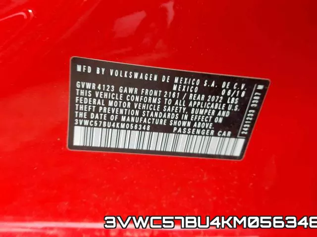 3VWC57BU4KM056348 фото 2