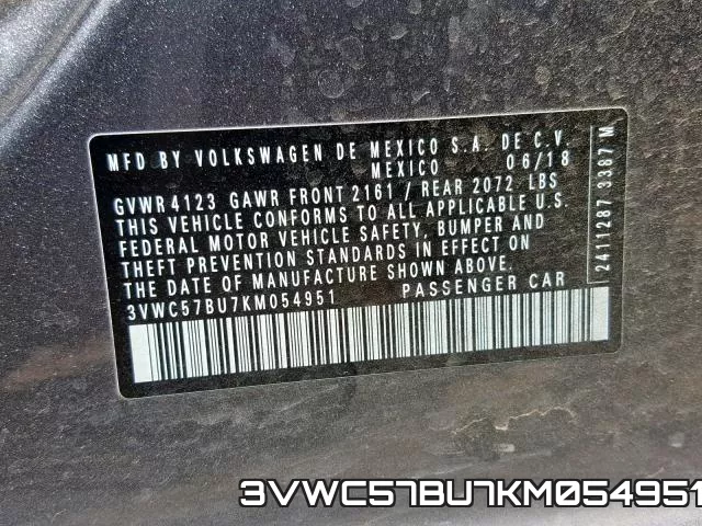 3VWC57BU7KM054951 фото 2