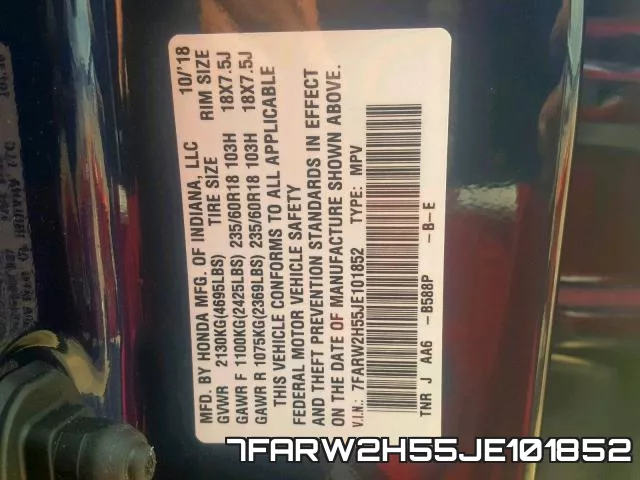 7FARW2H55JE101852 фото 2