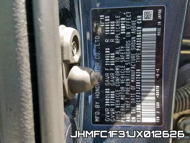 JHMFC1F31JX012626 фото 2