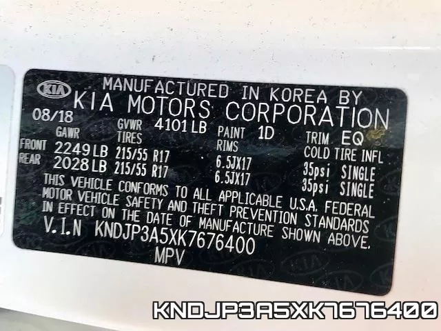 KNDJP3A5XK7676400 фото 2