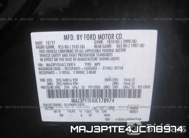 MAJ3P1TE4JC178974 фото 10
