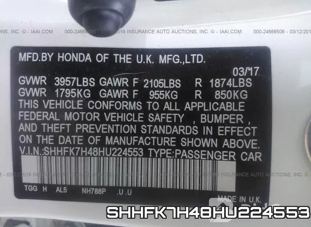SHHFK7H48HU224553 фото 10