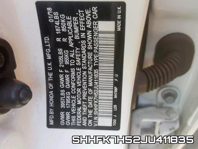 SHHFK7H52JU411835 фото 2