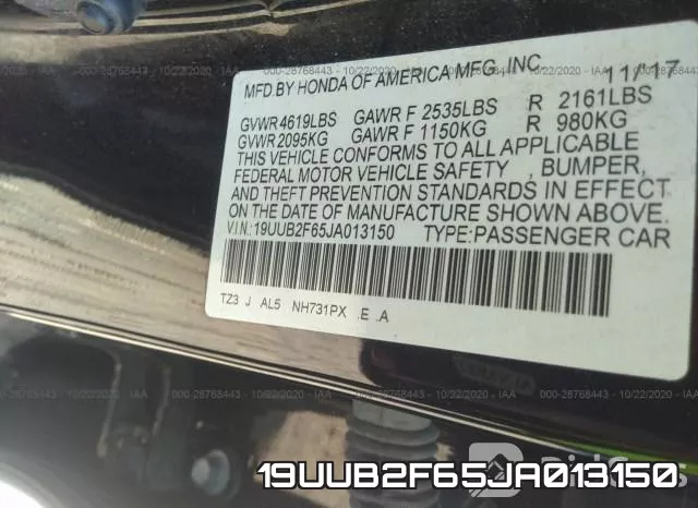 19UUB2F65JA013150 фото 9