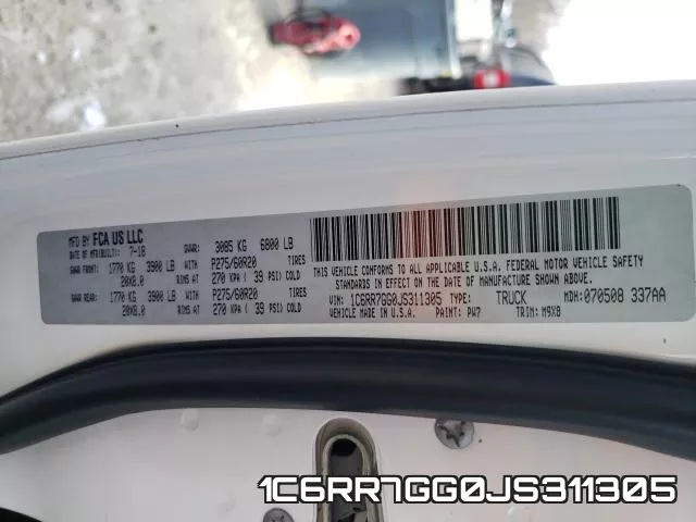 1C6RR7GG0JS311305 фото 2