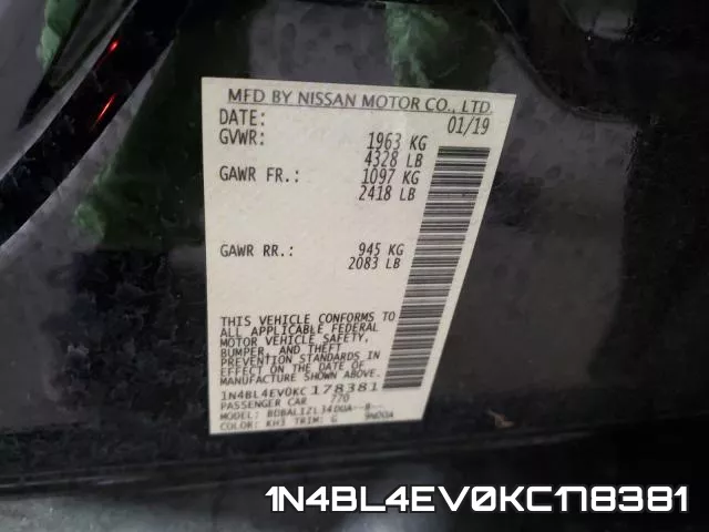 1N4BL4EV0KC178381 фото 2