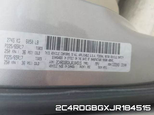 2C4RDGBGXJR184515 фото 2