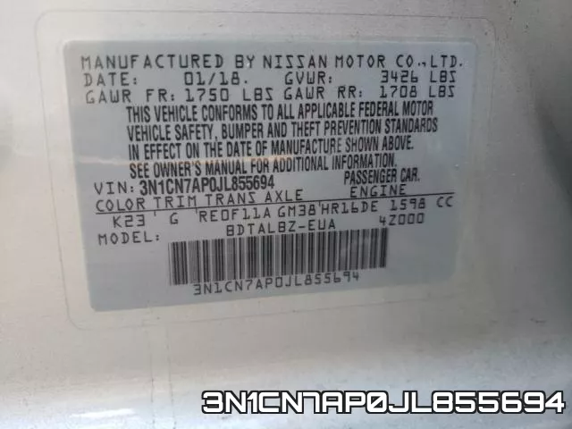 3N1CN7AP0JL855694 фото 2