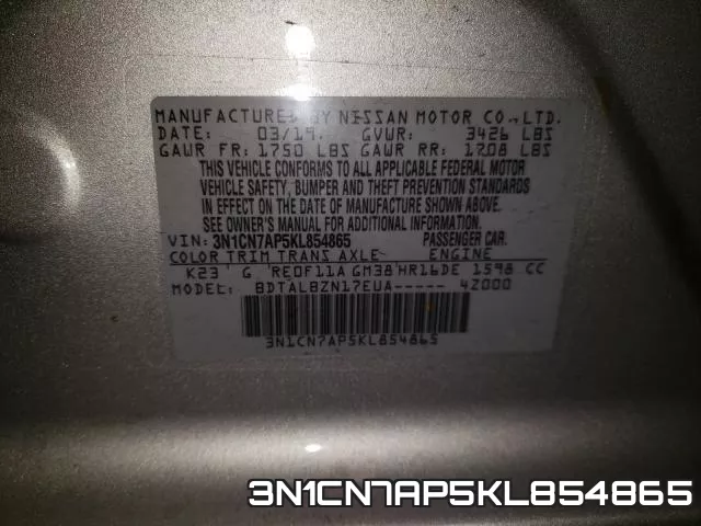 3N1CN7AP5KL854865 фото 2
