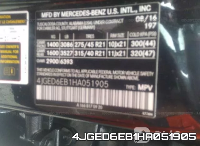 4JGED6EB1HA051905 фото 10