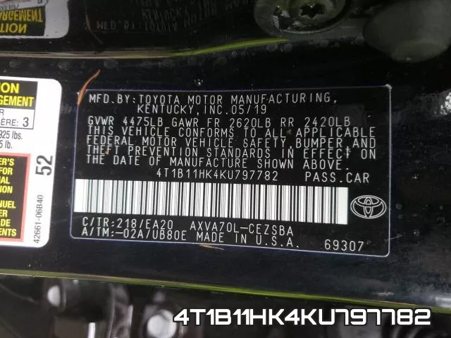 4T1B11HK4KU797782 фото 2