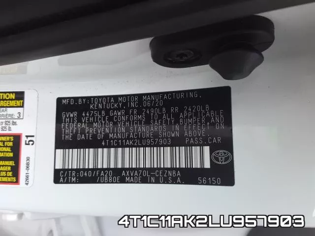 4T1C11AK2LU957903 фото 2