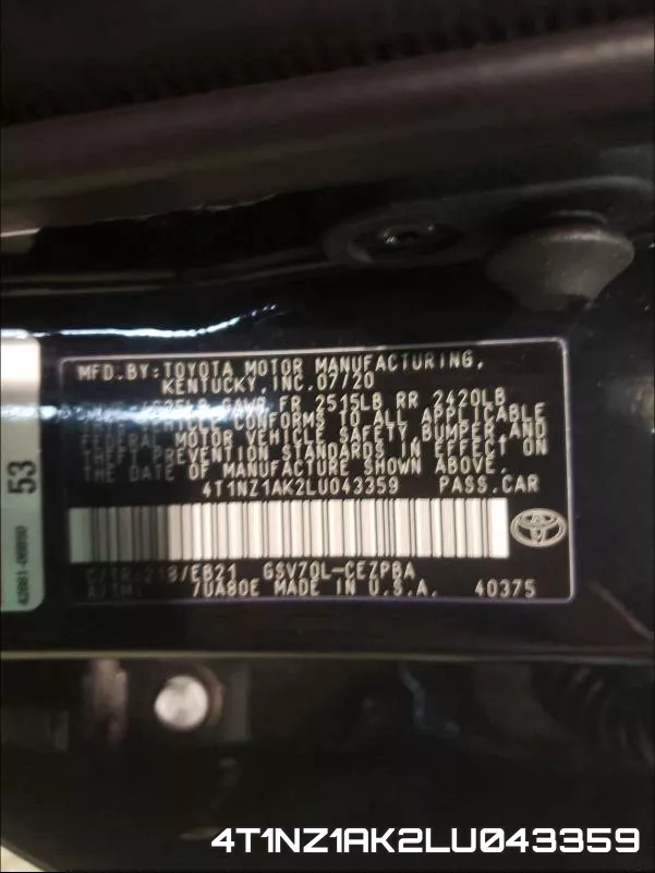4T1NZ1AK2LU043359 фото 2