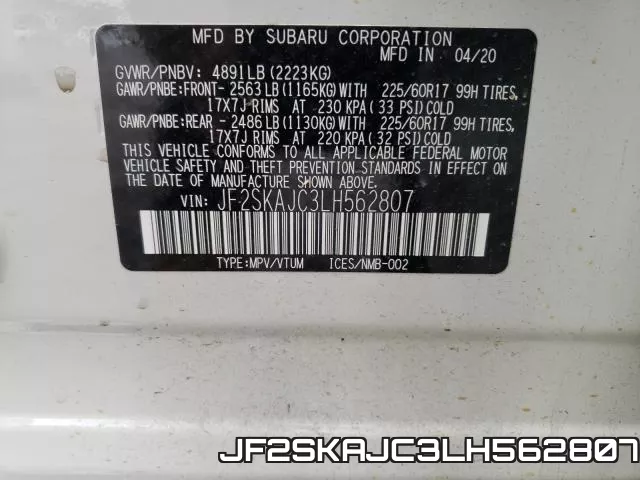 JF2SKAJC3LH562807 фото 2