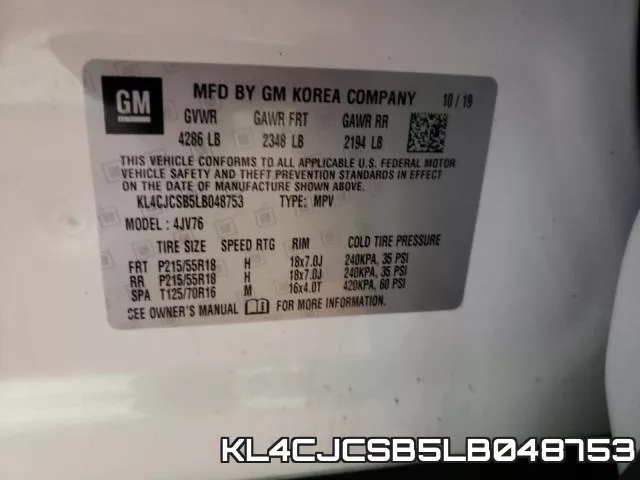 KL4CJCSB5LB048753 фото 2