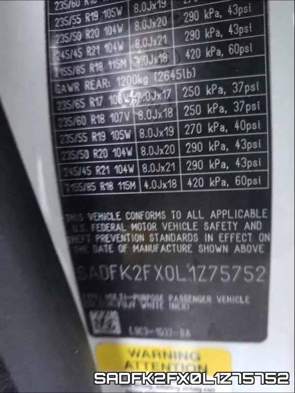 SADFK2FX0L1Z75752 фото 2