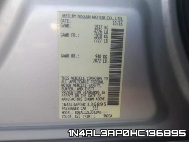 1N4AL3AP0HC136895 фото 2