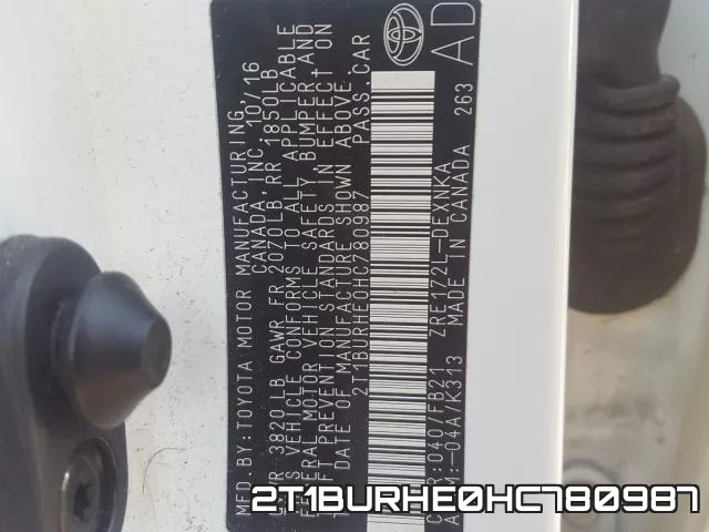 2T1BURHE0HC780987 фото 2