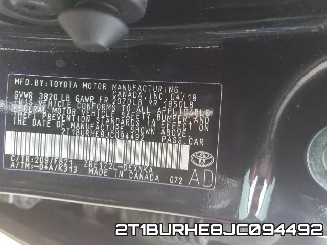 2T1BURHE8JC094492 фото 2