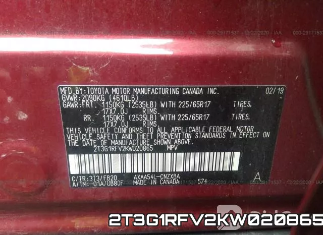2T3G1RFV2KW020865 фото 9