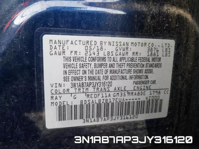 3N1AB7AP3JY316120 фото 2