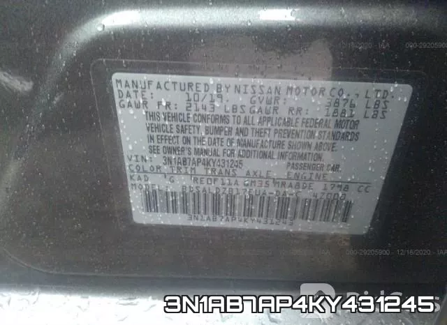3N1AB7AP4KY431245 фото 9