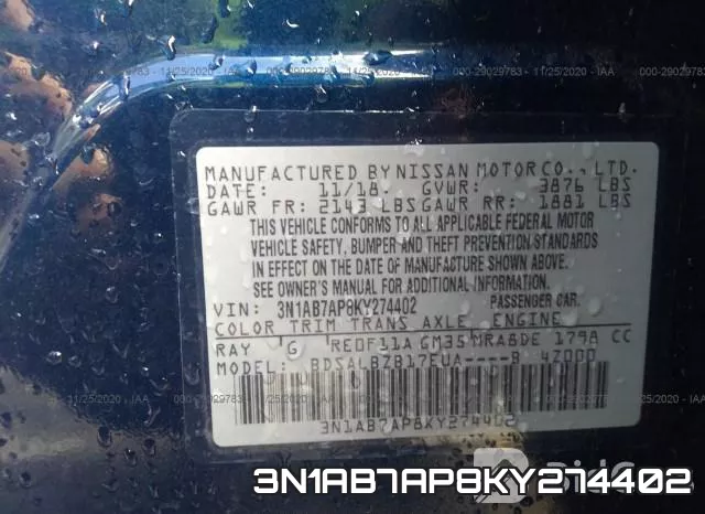 3N1AB7AP8KY274402 фото 8