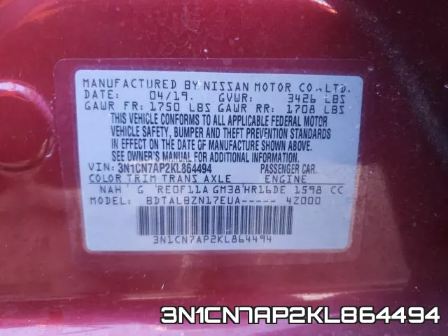 3N1CN7AP2KL864494 фото 2