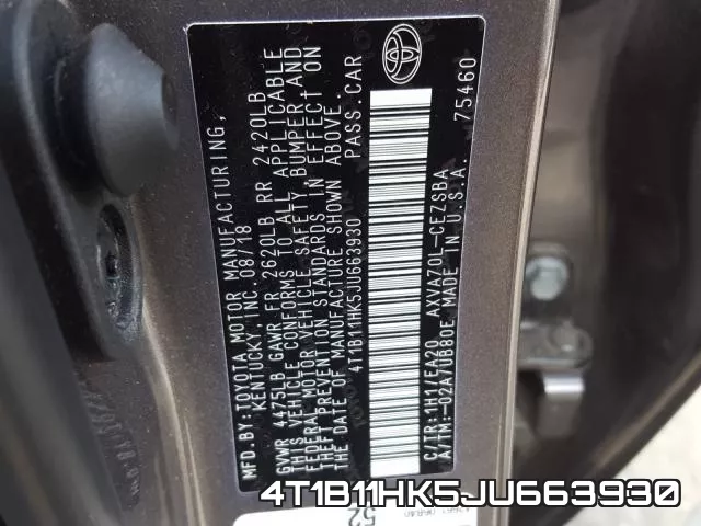 4T1B11HK5JU663930 фото 2