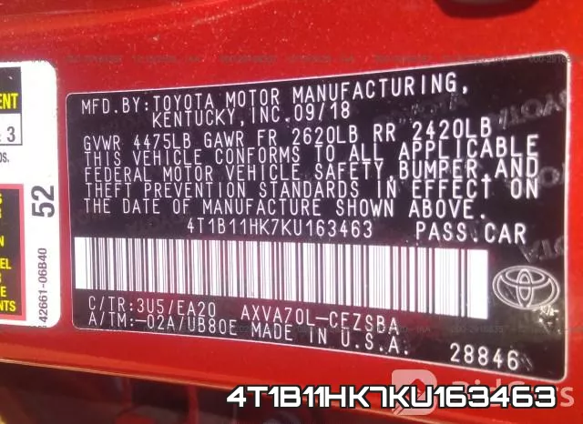 4T1B11HK7KU163463 фото 10