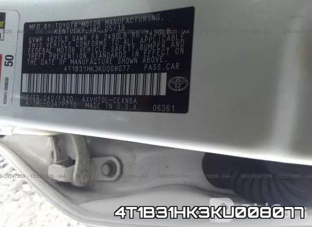 4T1B31HK3KU008077 фото 7