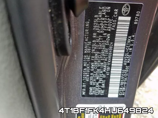 4T1BF1FK4HU649824 фото 2