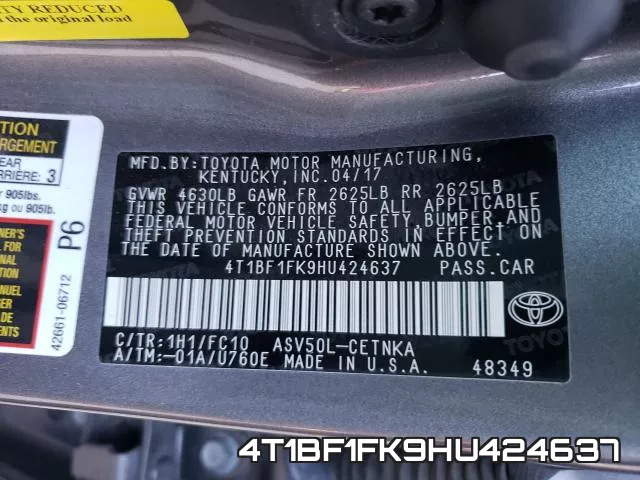 4T1BF1FK9HU424637 фото 2