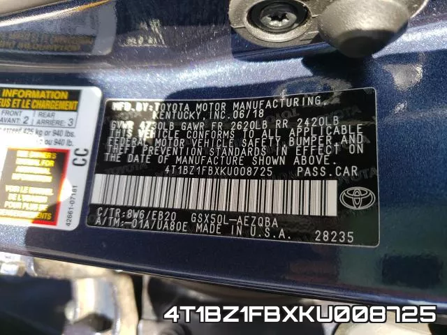 4T1BZ1FBXKU008725 фото 2