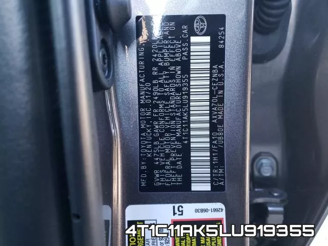 4T1C11AK5LU919355 фото 2
