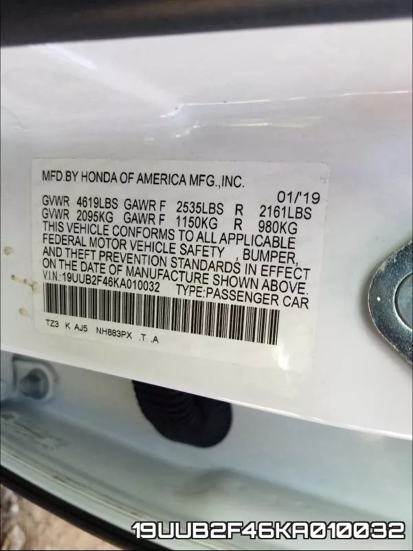 19UUB2F46KA010032 фото 2