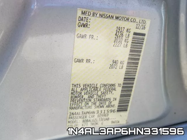 1N4AL3AP6HN331596 фото 2