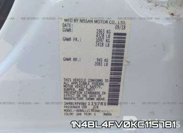 1N4BL4FV0KC115781 фото 10