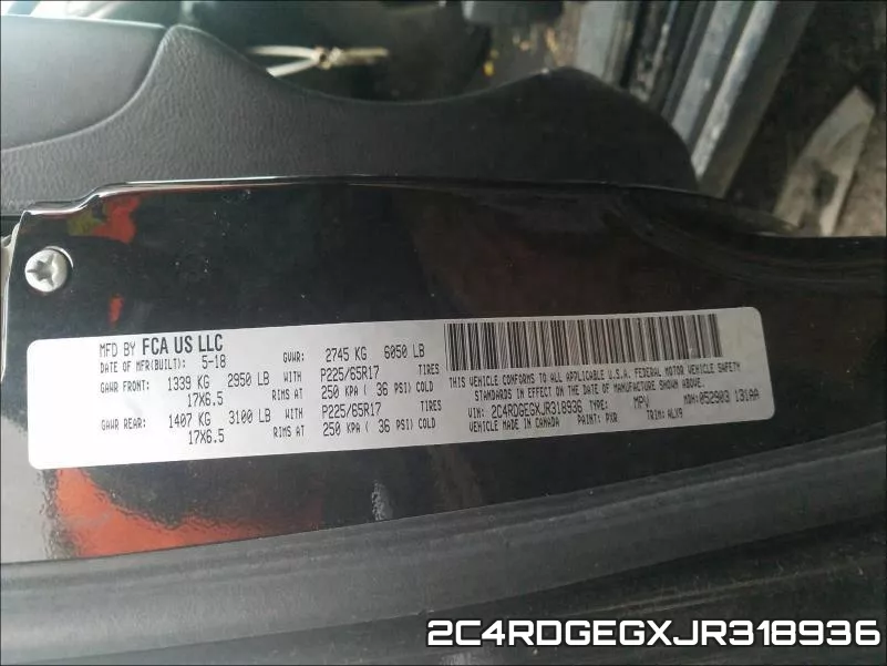 2C4RDGEGXJR318936 фото 2
