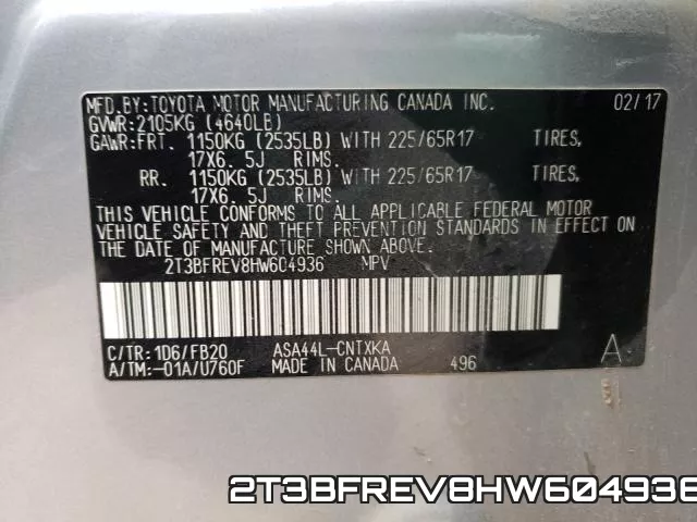 2T3BFREV8HW604936 фото 2