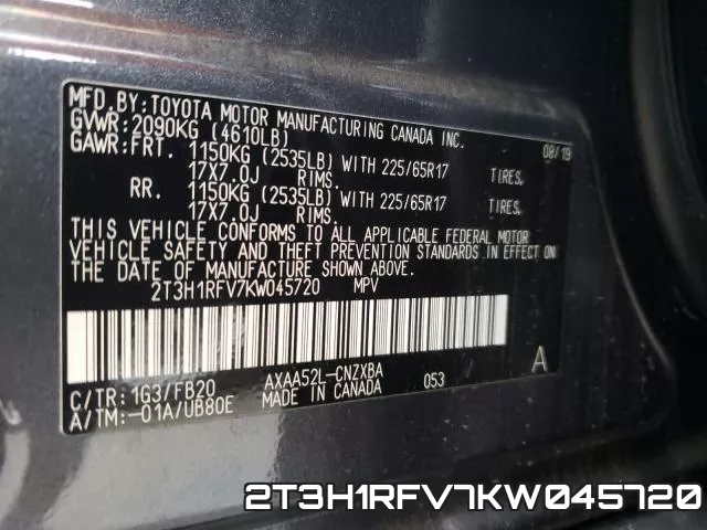 2T3H1RFV7KW045720 фото 2