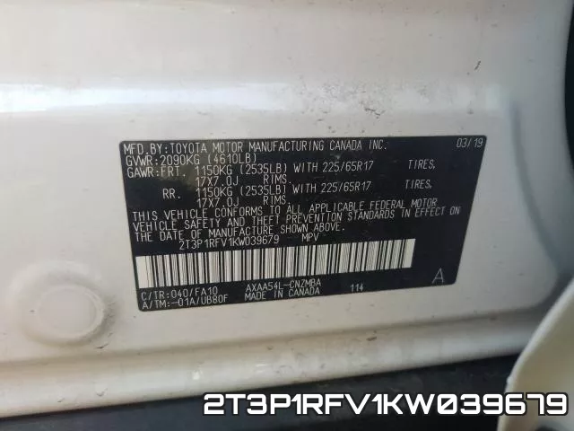 2T3P1RFV1KW039679 фото 2