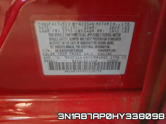 3N1AB7AP0HY338098 фото 2