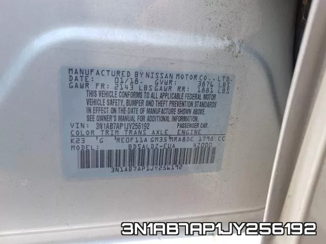 3N1AB7AP1JY256192 фото 2